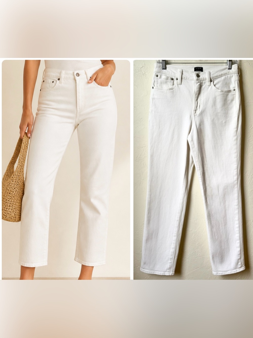 J.Crew Essential Straight White Jeans High Rise Stretch Denim Size 26